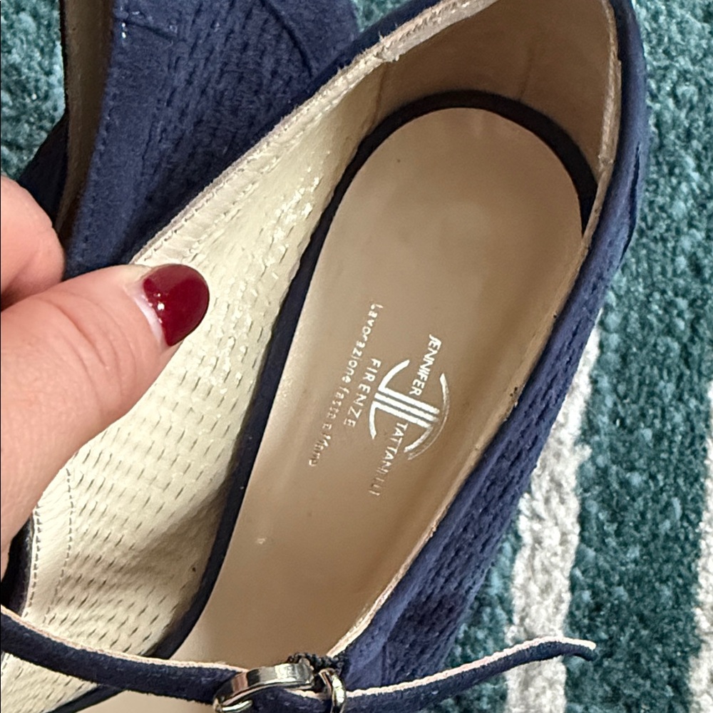 Navy Mary Jane Peep-Toe Heels for Women - Picture 8 of 10